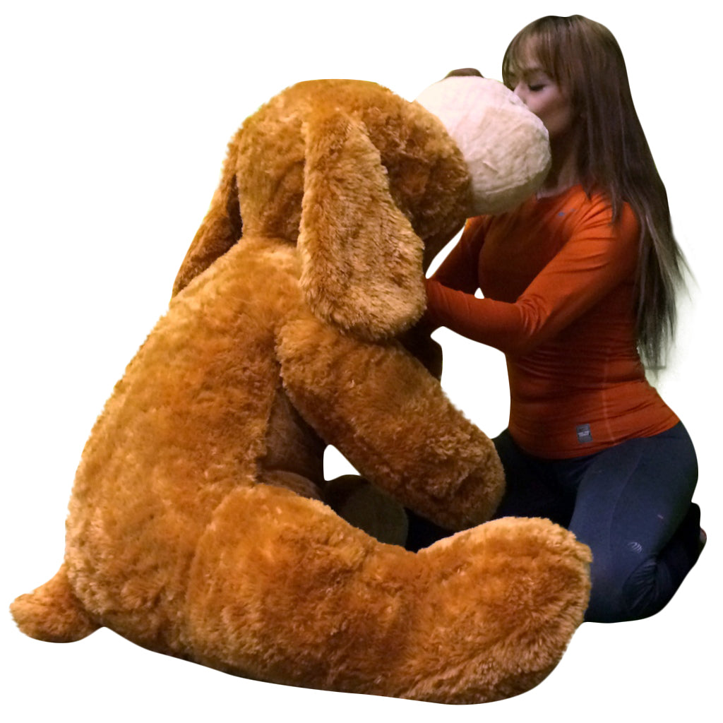 Giant Stuffed Puppy Dog 5 Feet Long Squishy Soft Extremely Large Plush Honey Brown Color