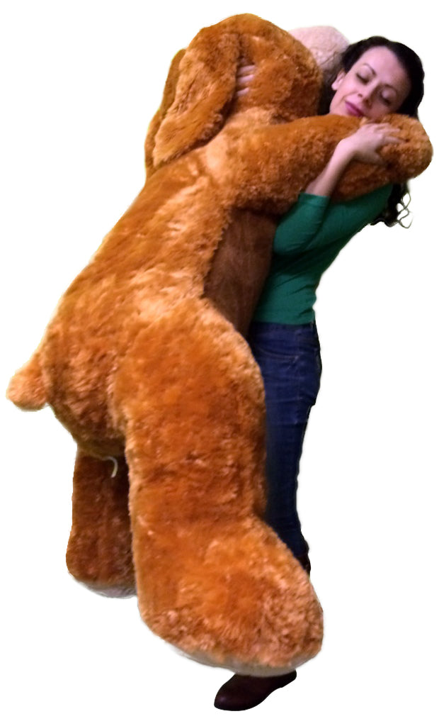 Giant Stuffed Puppy Dog 5 Feet Long Squishy Soft Extremely Large Plush Honey Brown Color