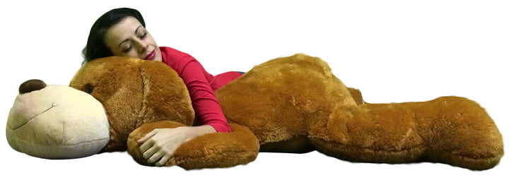 Giant Stuffed Puppy Dog 5 Feet Long Squishy Soft Extremely Large Plush Honey Brown Color