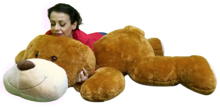 Giant Stuffed Puppy Dog 5 Feet Long Squishy Soft Extremely Large Plush Honey Brown Color