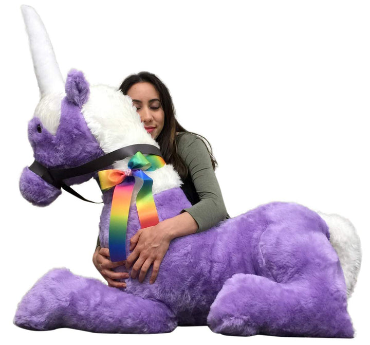 American Made Purple Giant Stuffed Unicorn Soft 4 Feet Wide, 3 Feet Tall