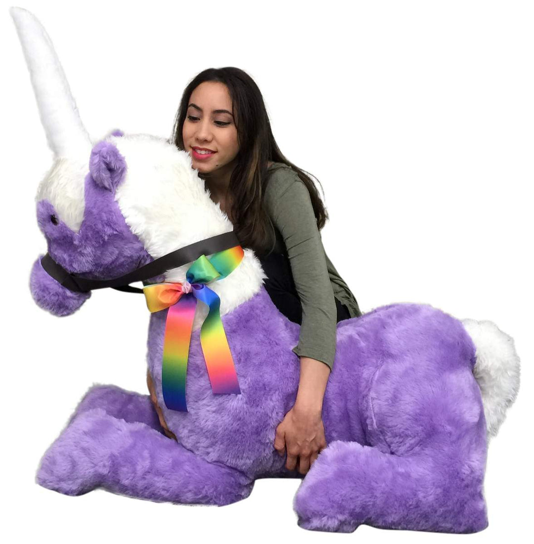 American Made Purple Giant Stuffed Unicorn Soft 4 Feet Wide, 3 Feet Tall