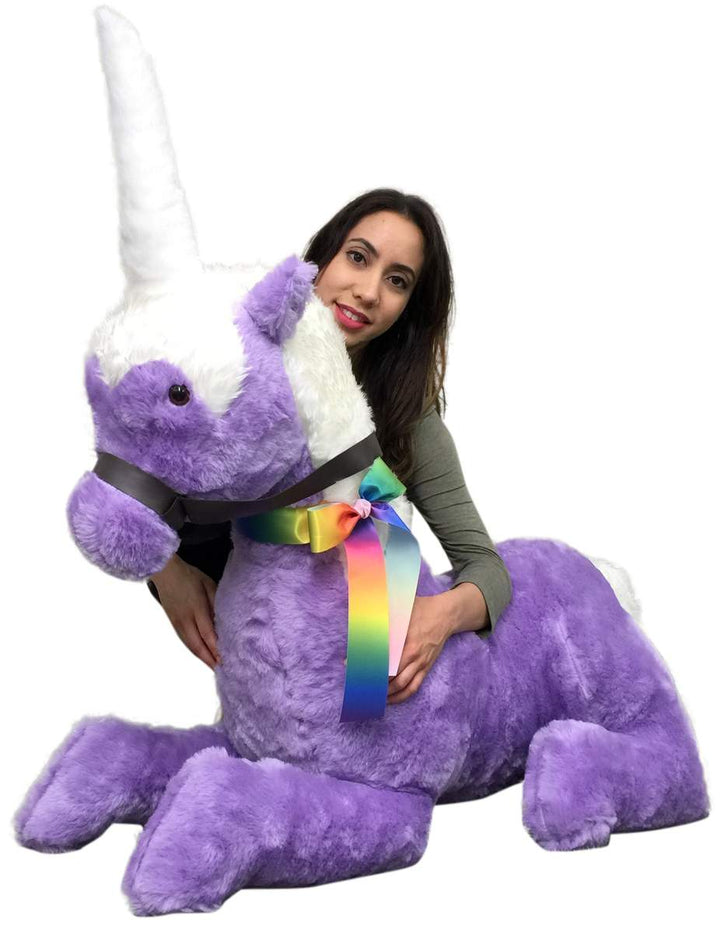American Made Purple Giant Stuffed Unicorn Soft 4 Feet Wide, 3 Feet Tall