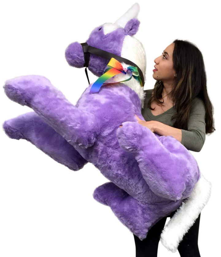 American Made Purple Giant Stuffed Unicorn Soft 4 Feet Wide, 3 Feet Tall