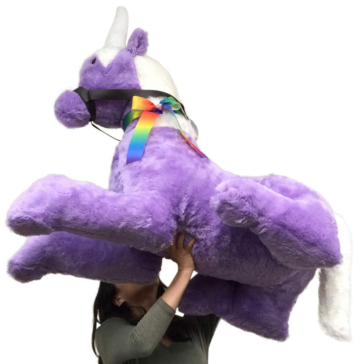 American Made Purple Giant Stuffed Unicorn Soft 4 Feet Wide, 3 Feet Tall