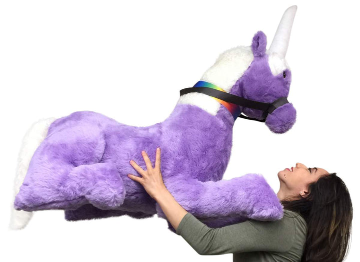 American Made Purple Giant Stuffed Unicorn Soft 4 Feet Wide, 3 Feet Tall