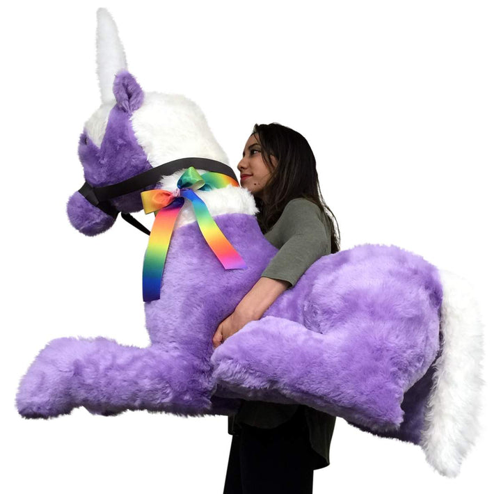 American Made Purple Giant Stuffed Unicorn Soft 4 Feet Wide, 3 Feet Tall