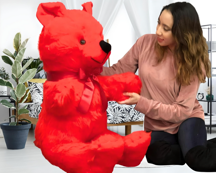 Jumbo Red Teddy Bear 46 Inches Big Plush Soft Stuffed Animal Weighs 10 Pounds Made in USA