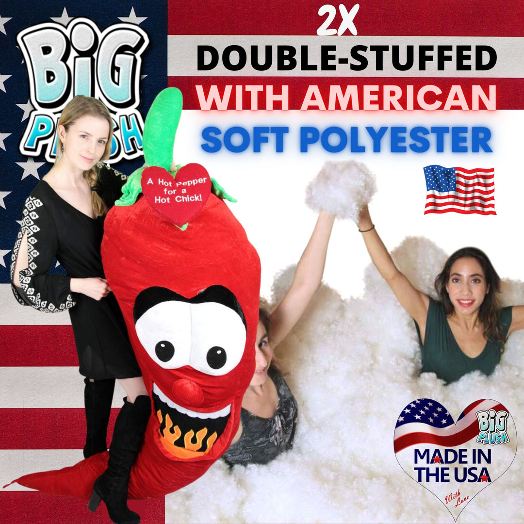 6ft Giant Stuffed Red Hot Pepper for a Hot Chick - Embroidered Heart Says A HOT PEPPER FOR A HOT CHICK