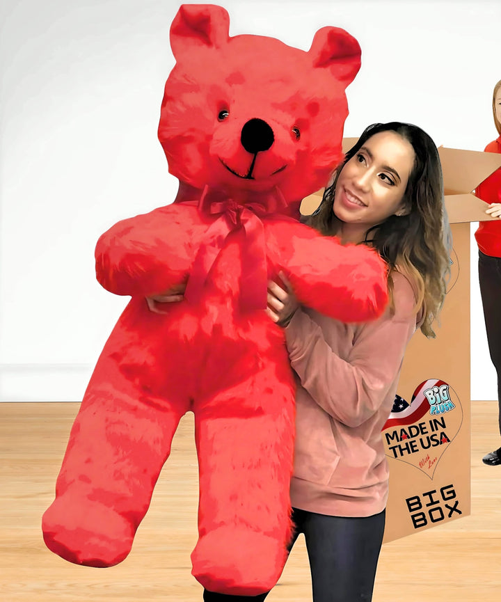 Jumbo Red Teddy Bear 46 Inches Big Plush Soft Stuffed Animal Weighs 10 Pounds Made in USA