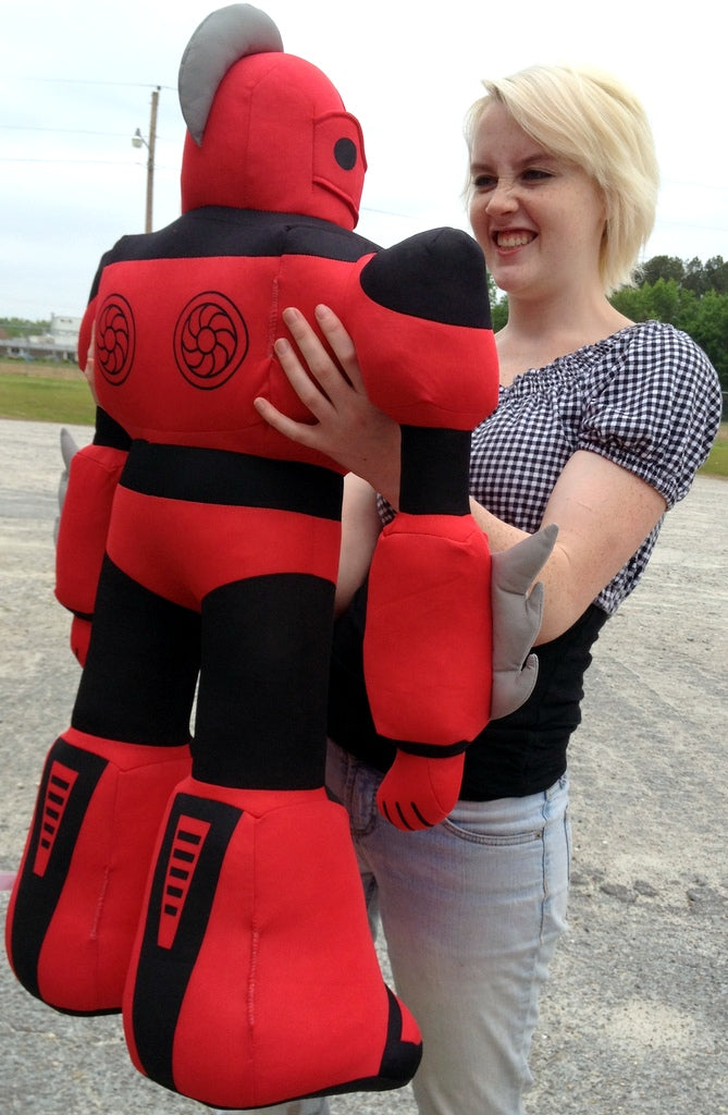 Giant Stuffed Robot is 3 Feet Tall Big Plush Soft - Stuffed Non-Mechanical Red Color Plush Toy