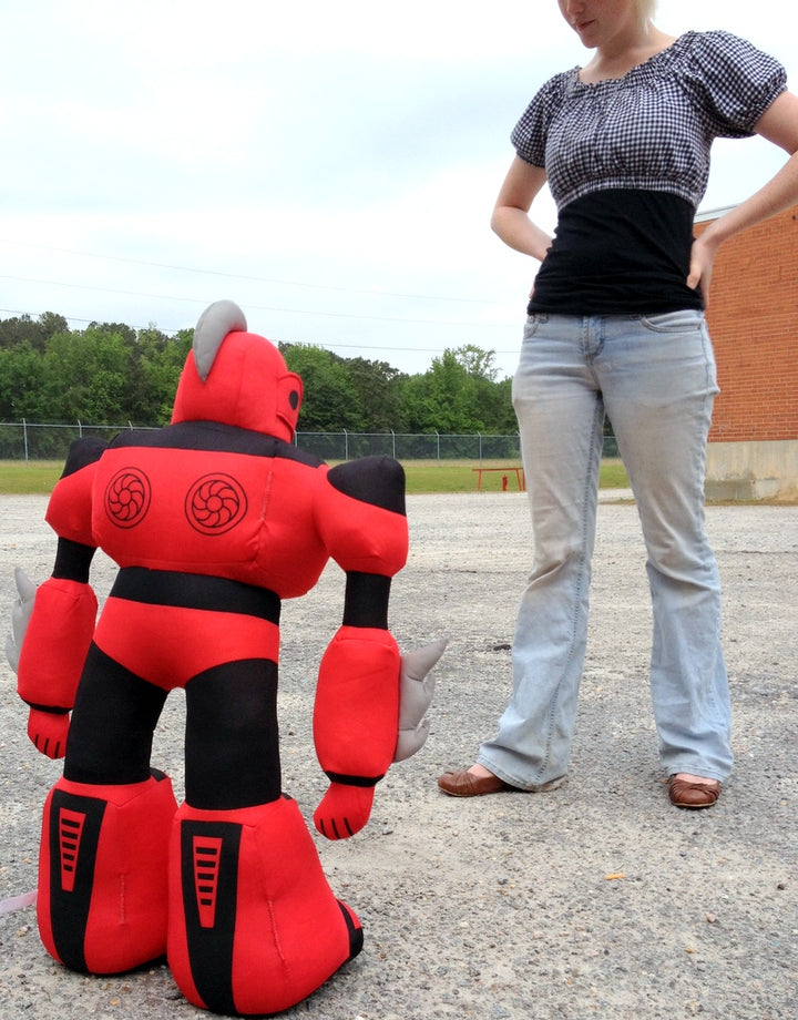 Giant Stuffed Robot is 3 Feet Tall Big Plush Soft - Stuffed Non-Mechanical Red Color Plush Toy