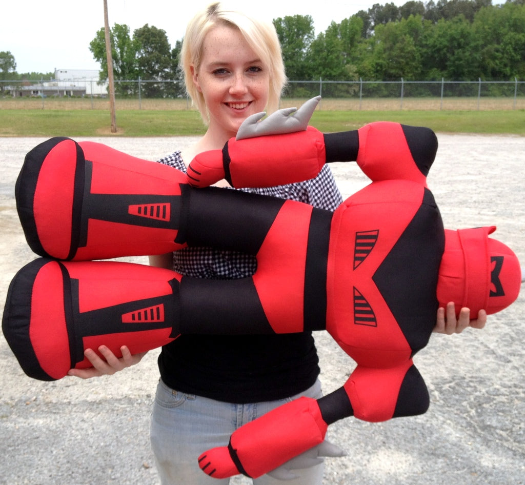 Giant Stuffed Robot is 3 Feet Tall Big Plush Soft - Stuffed Non-Mechanical Red Color Plush Toy
