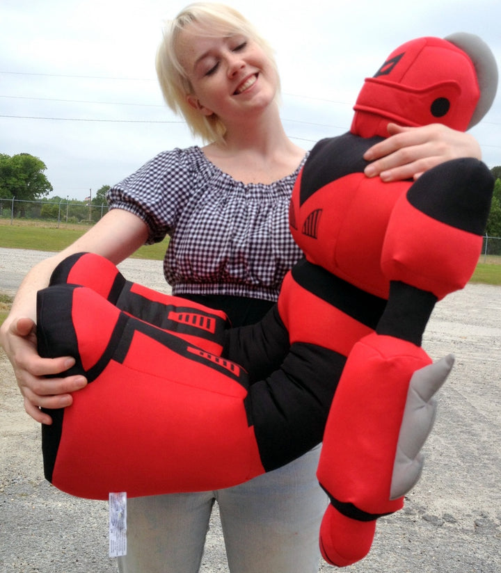 Giant Stuffed Robot is 3 Feet Tall Big Plush Soft - Stuffed Non-Mechanical Red Color Plush Toy