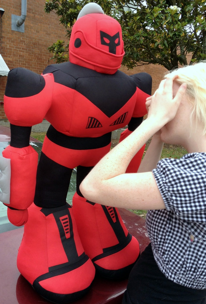 Giant Stuffed Robot is 3 Feet Tall Big Plush Soft - Stuffed Non-Mechanical Red Color Plush Toy