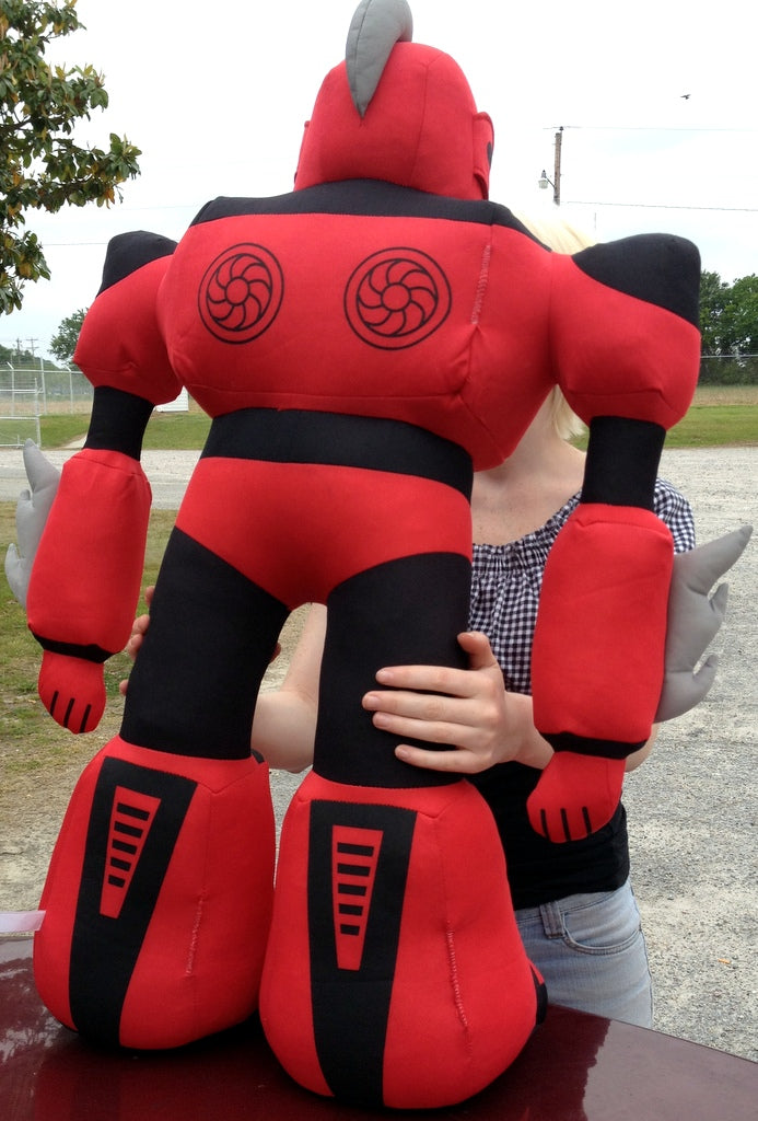 Giant Stuffed Robot is 3 Feet Tall Big Plush Soft - Stuffed Non-Mechanical Red Color Plush Toy
