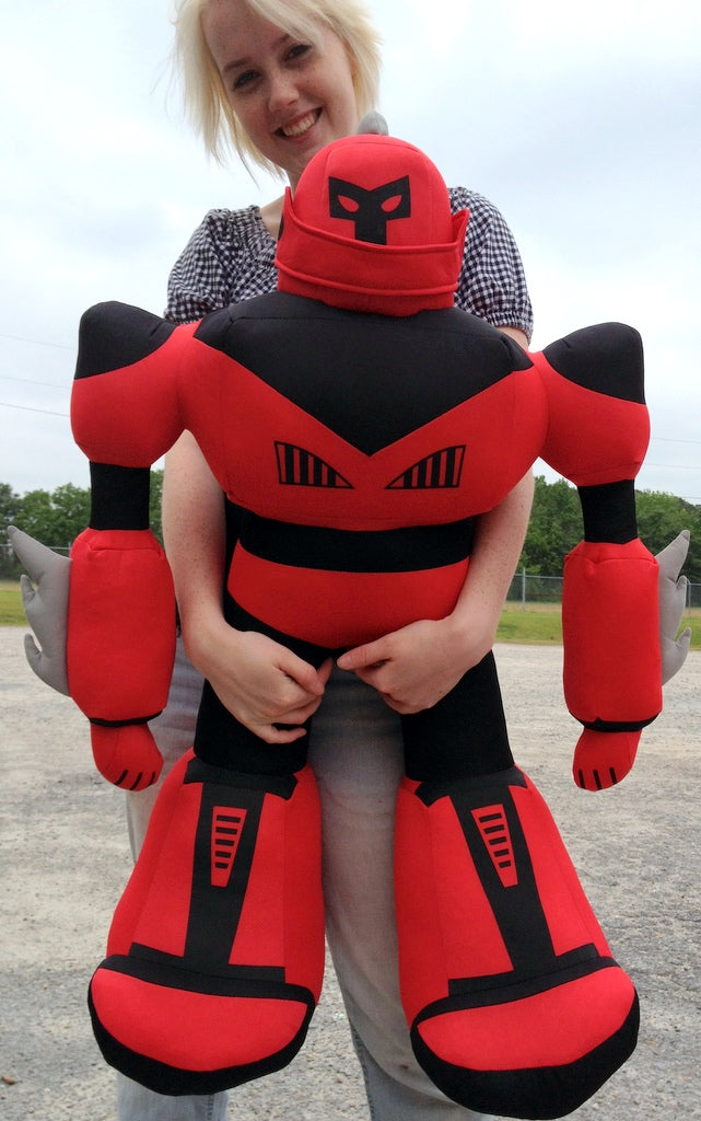Giant Stuffed Robot is 3 Feet Tall Big Plush Soft - Stuffed Non-Mechanical Red Color Plush Toy