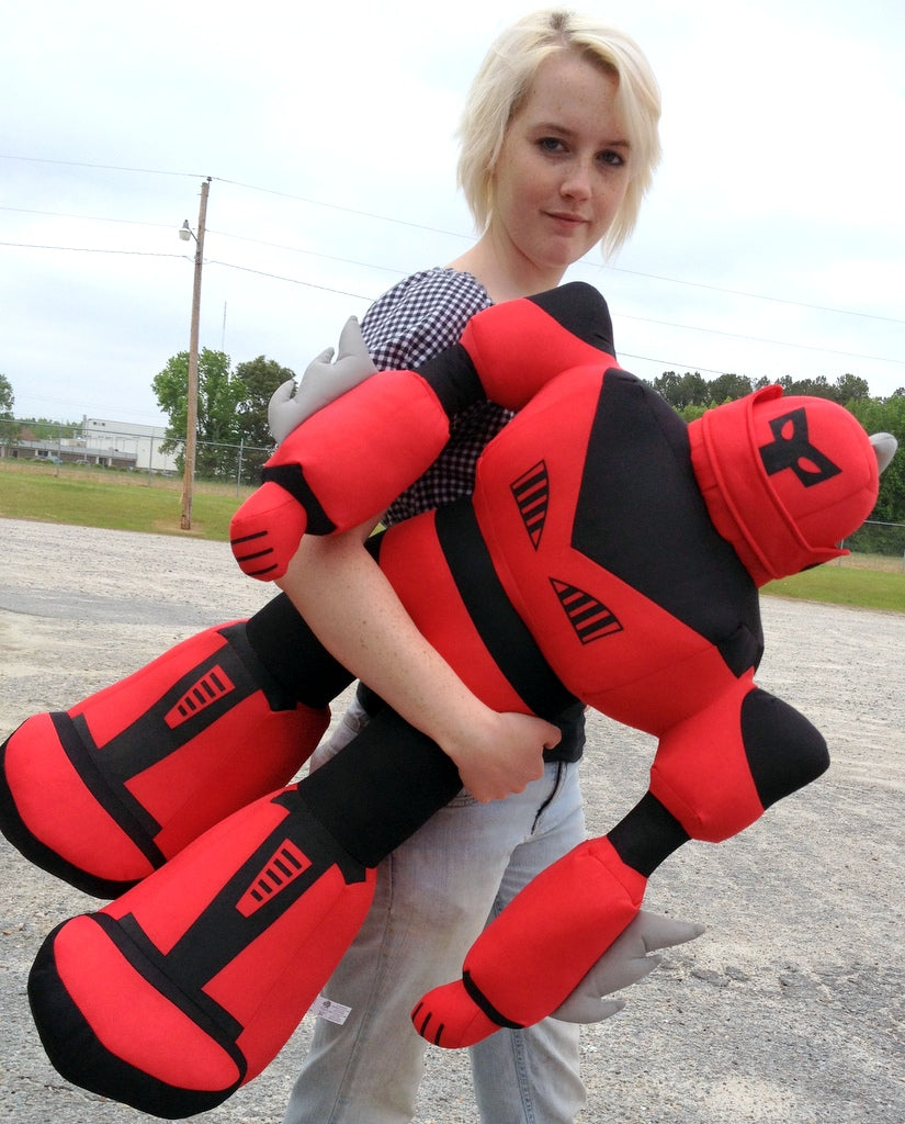 Giant Stuffed Robot is 3 Feet Tall Big Plush Soft - Stuffed Non-Mechanical Red Color Plush Toy
