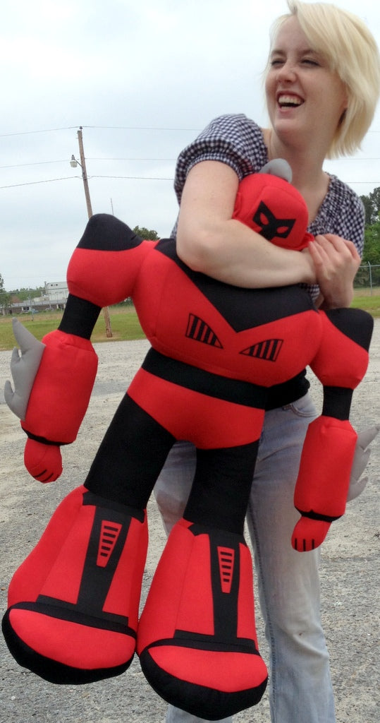 Giant Stuffed Robot is 3 Feet Tall Big Plush Soft - Stuffed Non-Mechanical Red Color Plush Toy
