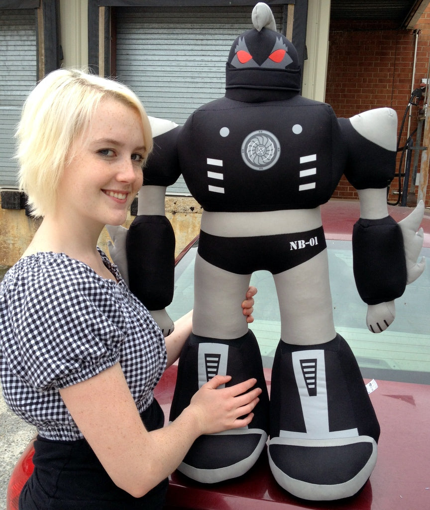 Giant Stuffed Robot is 3 Feet Tall Big Plush Soft - Stuffed Non-Mechanical Black Color Plush Toy