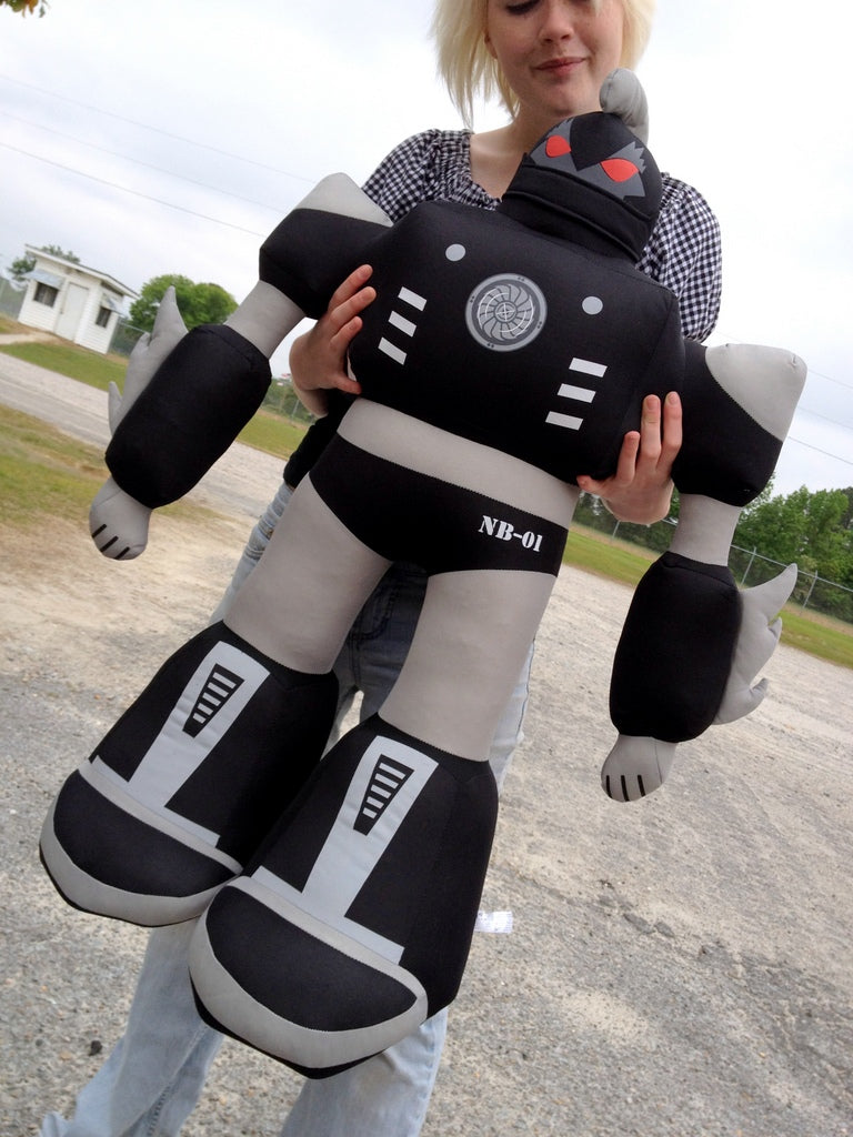 Giant Stuffed Robot is 3 Feet Tall Big Plush Soft - Stuffed Non-Mechanical Black Color Plush Toy
