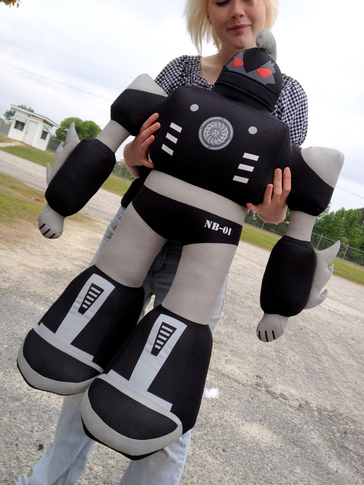 Giant Stuffed Robot is 3 Feet Tall Big Plush Soft - Stuffed Non-Mechanical Black Color Plush Toy