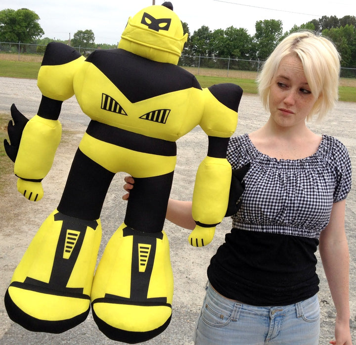 Giant Stuffed Robot is 3 Feet Tall Big Plush Soft - Stuffed Non-Mechanical Yellow Color Plush Toy
