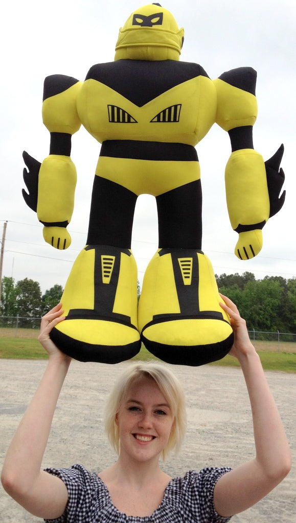 Giant Stuffed Robot is 3 Feet Tall Big Plush Soft - Stuffed Non-Mechanical Yellow Color Plush Toy