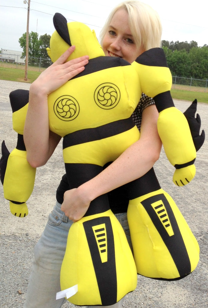 Giant Stuffed Robot is 3 Feet Tall Big Plush Soft - Stuffed Non-Mechanical Yellow Color Plush Toy