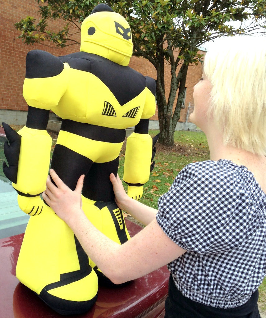 Giant Stuffed Robot is 3 Feet Tall Big Plush Soft - Stuffed Non-Mechanical Yellow Color Plush Toy