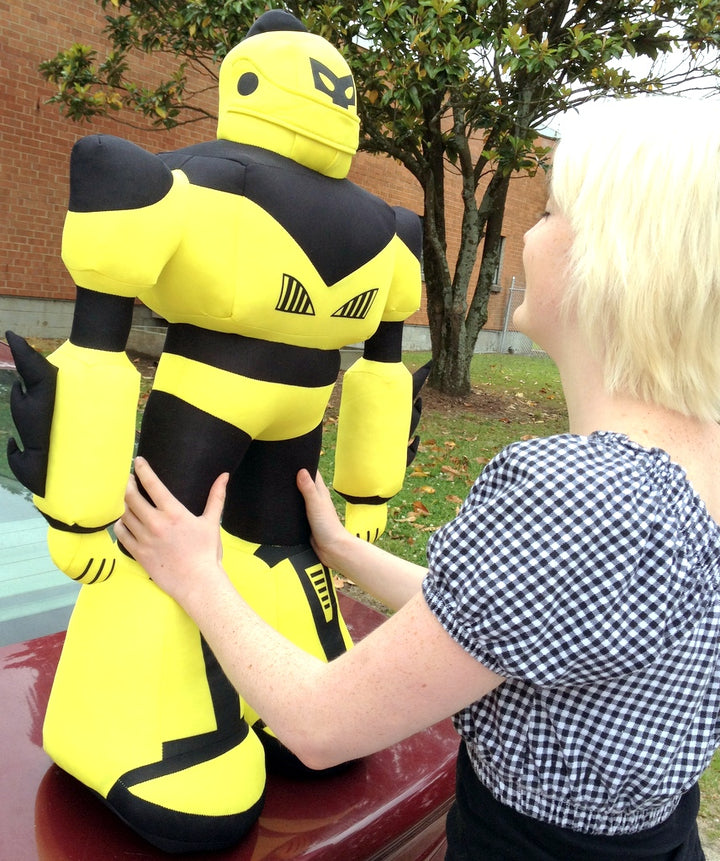 Giant Stuffed Robot is 3 Feet Tall Big Plush Soft - Stuffed Non-Mechanical Yellow Color Plush Toy