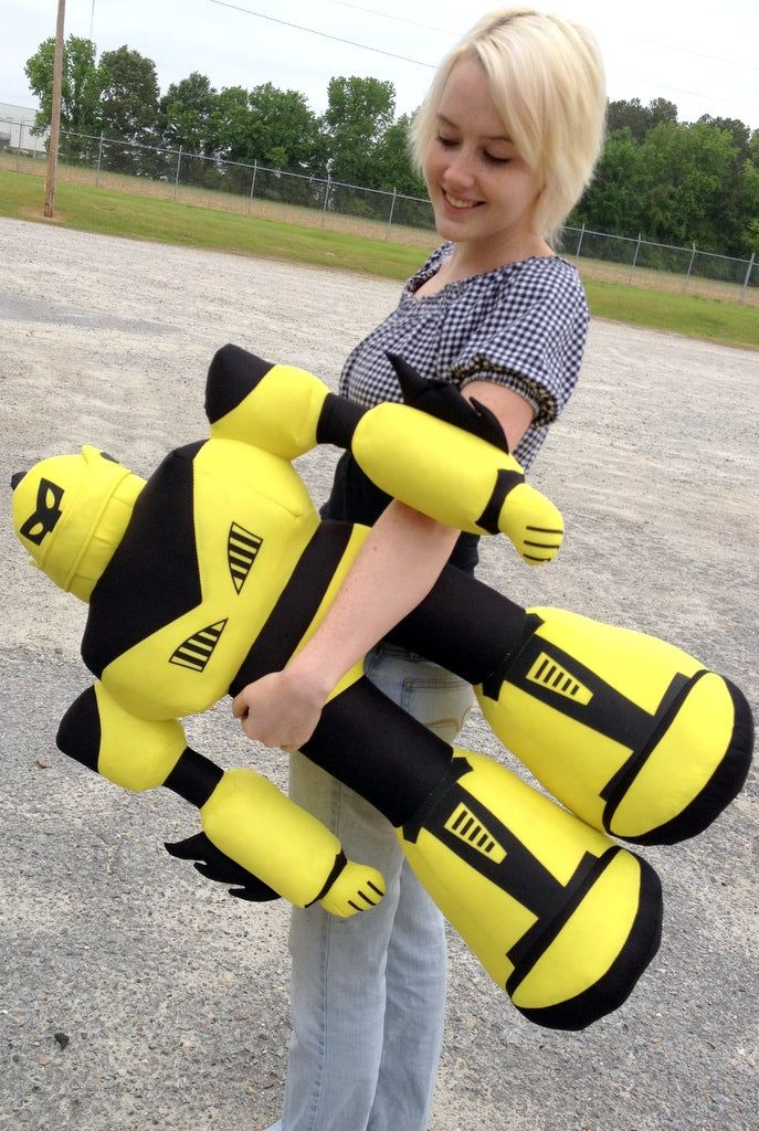 Giant Stuffed Robot is 3 Feet Tall Big Plush Soft - Stuffed Non-Mechanical Yellow Color Plush Toy