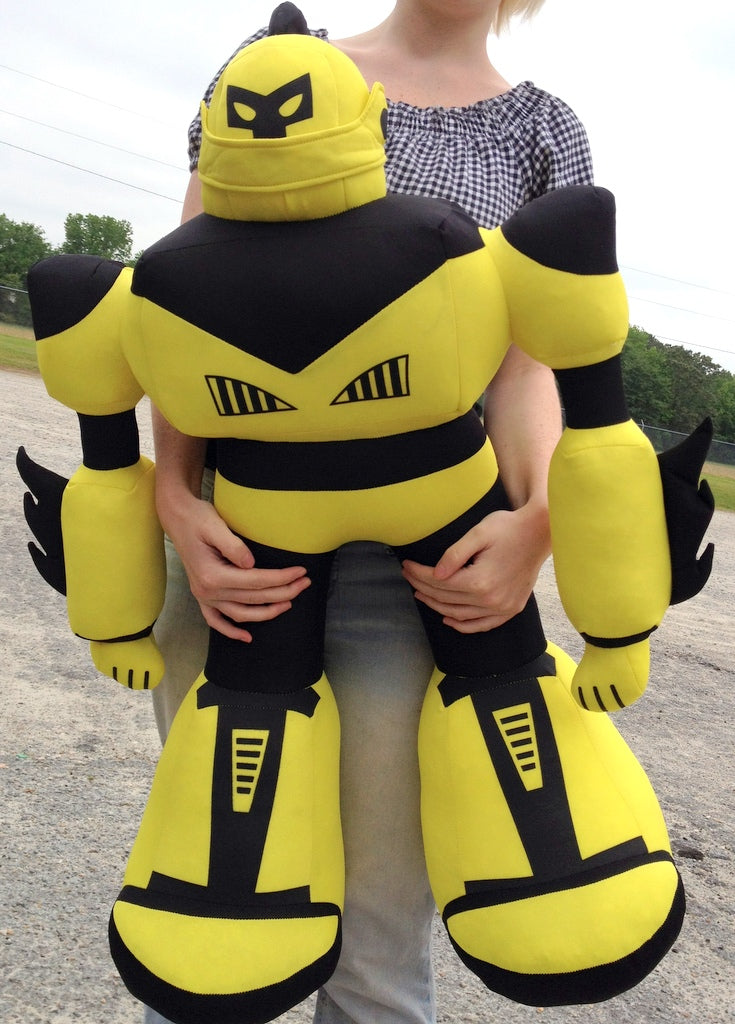 Giant Stuffed Robot is 3 Feet Tall Big Plush Soft - Stuffed Non-Mechanical Yellow Color Plush Toy