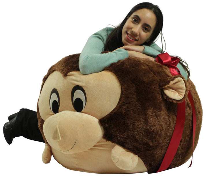 Big Plush Monkey Smush Ball, Jumbo Size 3 Feet Tall, 30 Inch Wide, Weighs 10 Pounds