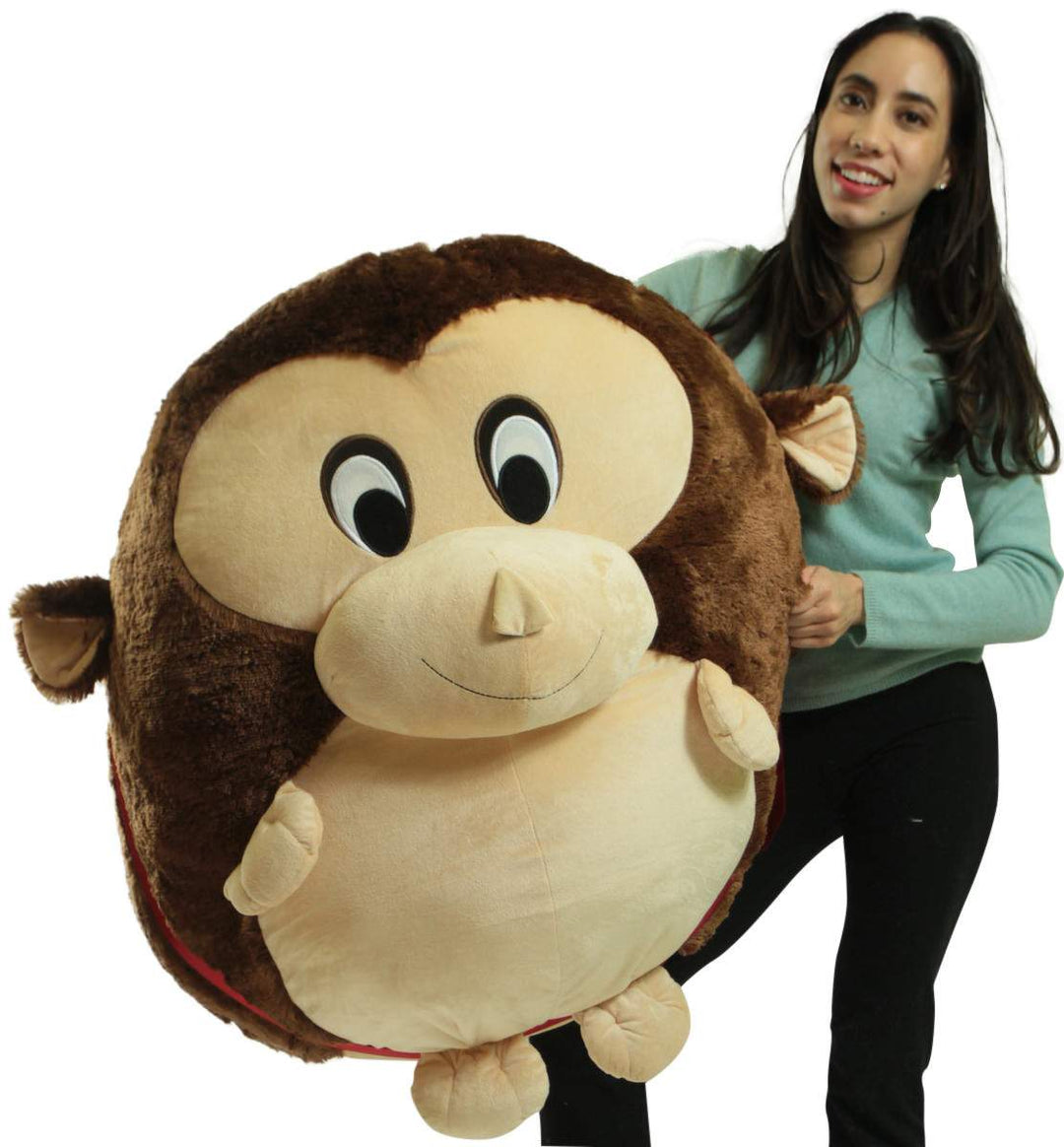 Big Plush Monkey Smush Ball, Jumbo Size 3 Feet Tall, 30 Inch Wide, Weighs 10 Pounds
