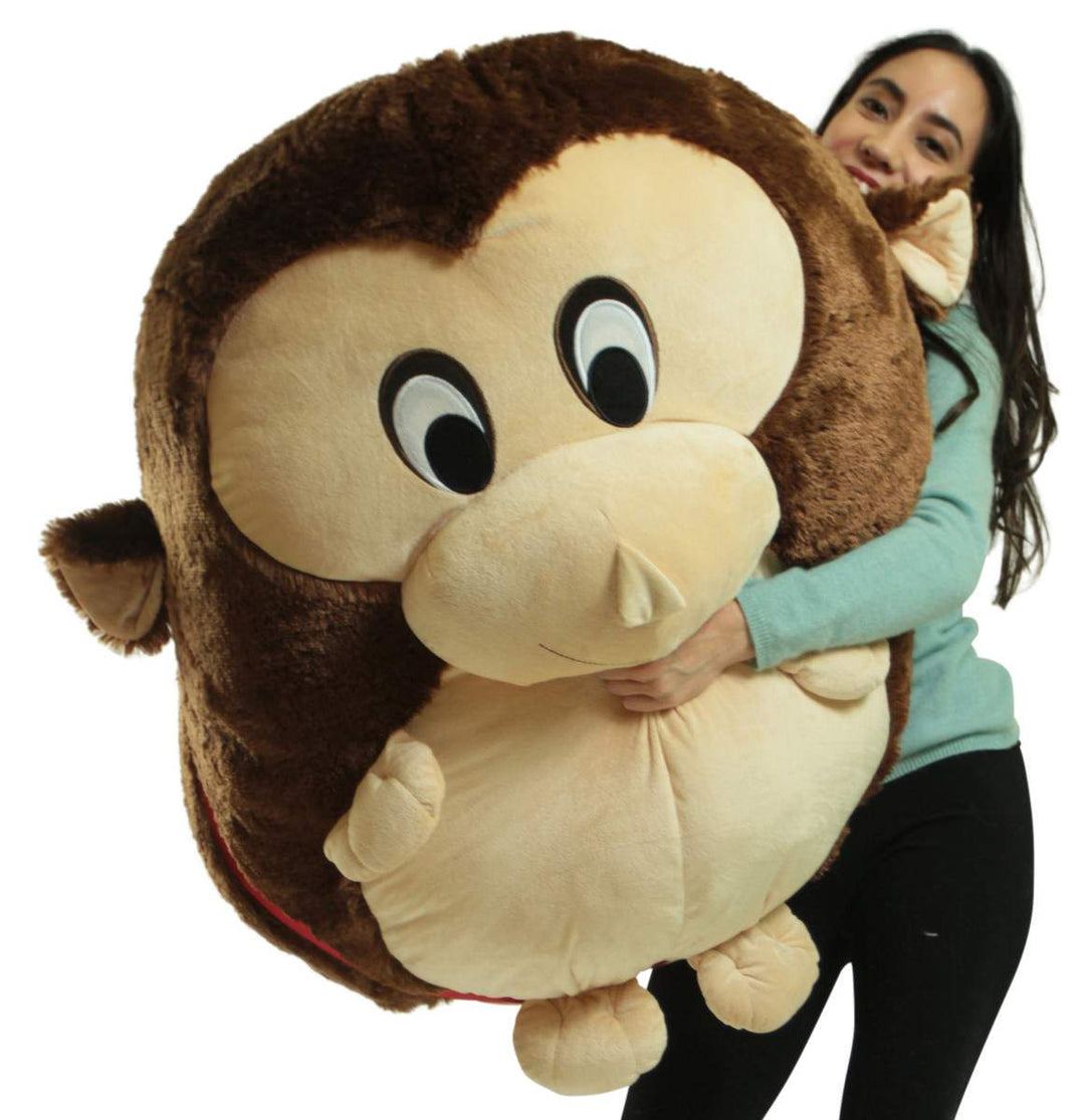 Big Plush Monkey Smush Ball, Jumbo Size 3 Feet Tall, 30 Inch Wide, Weighs 10 Pounds