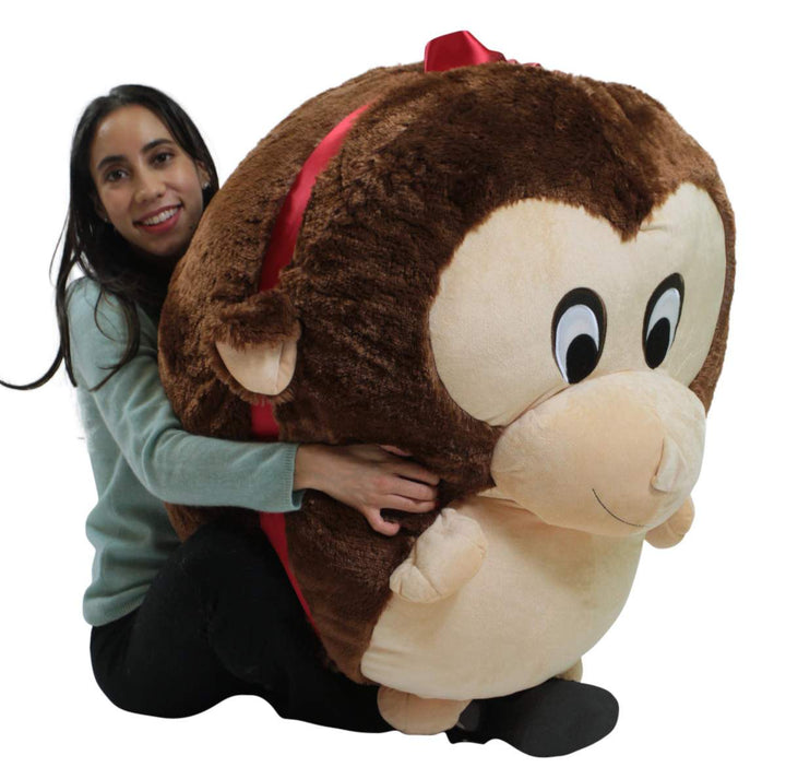 Big Plush Monkey Smush Ball, Jumbo Size 3 Feet Tall, 30 Inch Wide, Weighs 10 Pounds