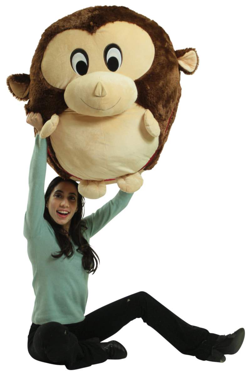 Big Plush Monkey Smush Ball, Jumbo Size 3 Feet Tall, 30 Inch Wide, Weighs 10 Pounds