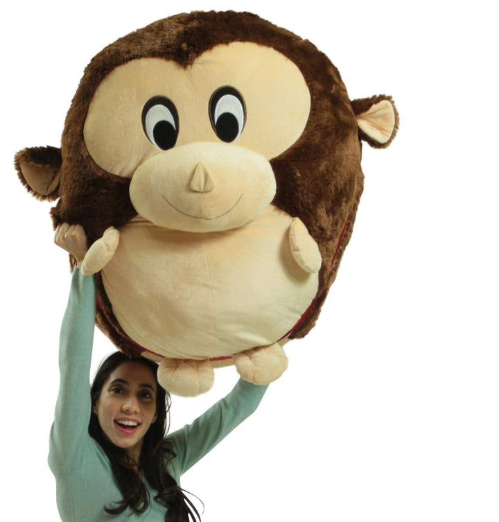 Big Plush Monkey Smush Ball, Jumbo Size 3 Feet Tall, 30 Inch Wide, Weighs 10 Pounds