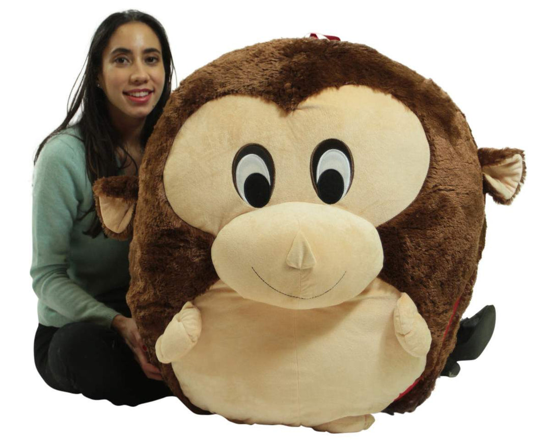 Big Plush Monkey Smush Ball, Jumbo Size 3 Feet Tall, 30 Inch Wide, Weighs 10 Pounds
