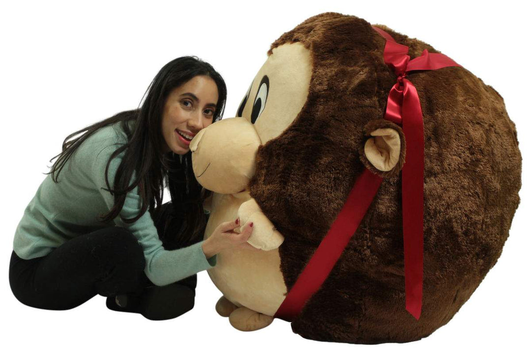 Big Plush Monkey Smush Ball, Jumbo Size 3 Feet Tall, 30 Inch Wide, Weighs 10 Pounds