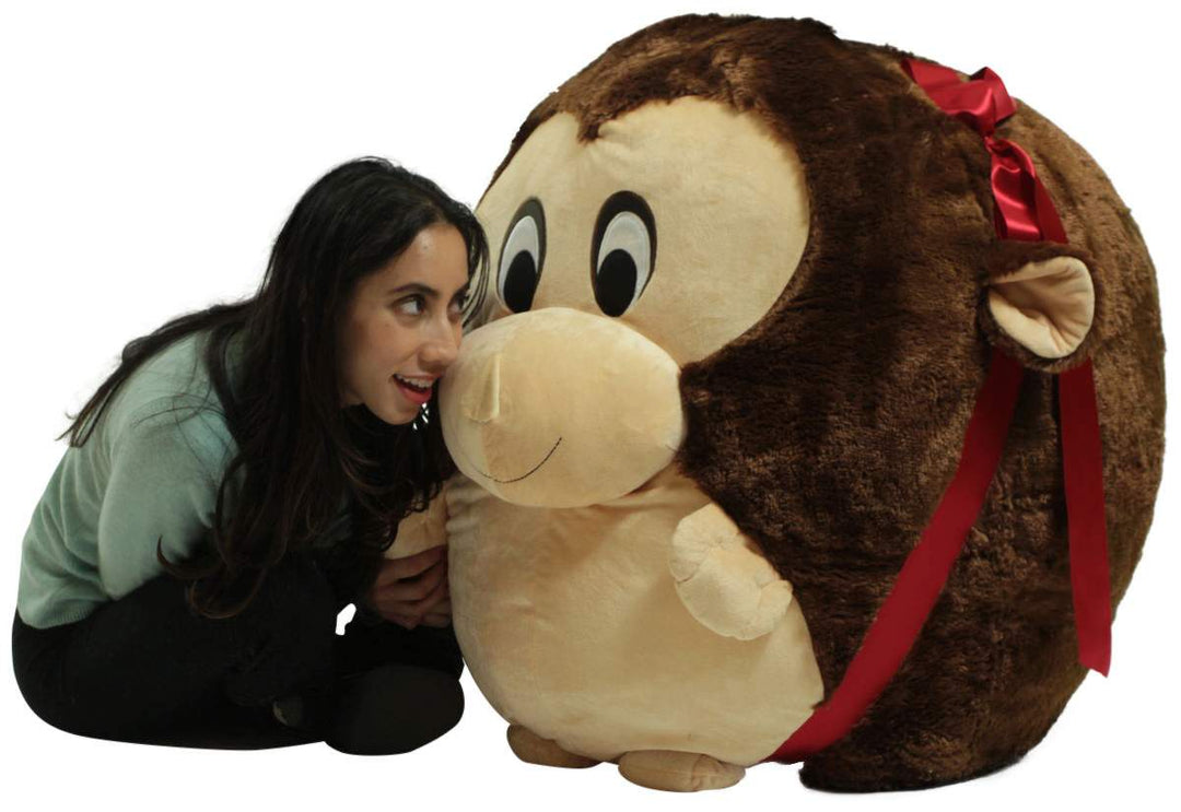 Big Plush Monkey Smush Ball, Jumbo Size 3 Feet Tall, 30 Inch Wide, Weighs 10 Pounds