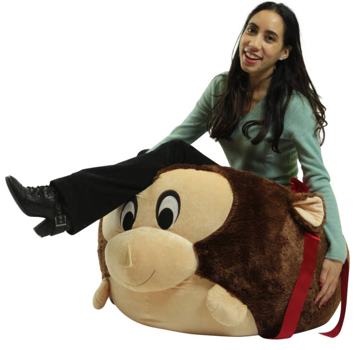 Big Plush Monkey Smush Ball, Jumbo Size 3 Feet Tall, 30 Inch Wide, Weighs 10 Pounds