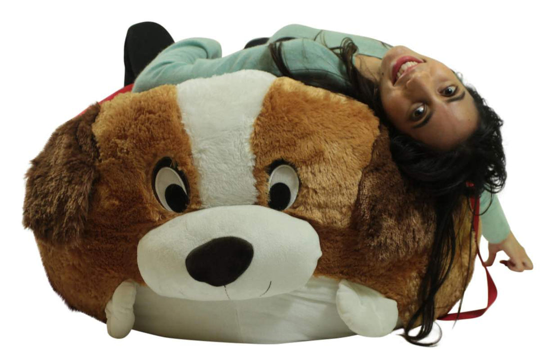 Big Plush Jumbo Stuffed Saint Bernard Soft Dog Smush Ball, 3 Feet Tall, 30 Inch Wide, Weighs 10 Pounds