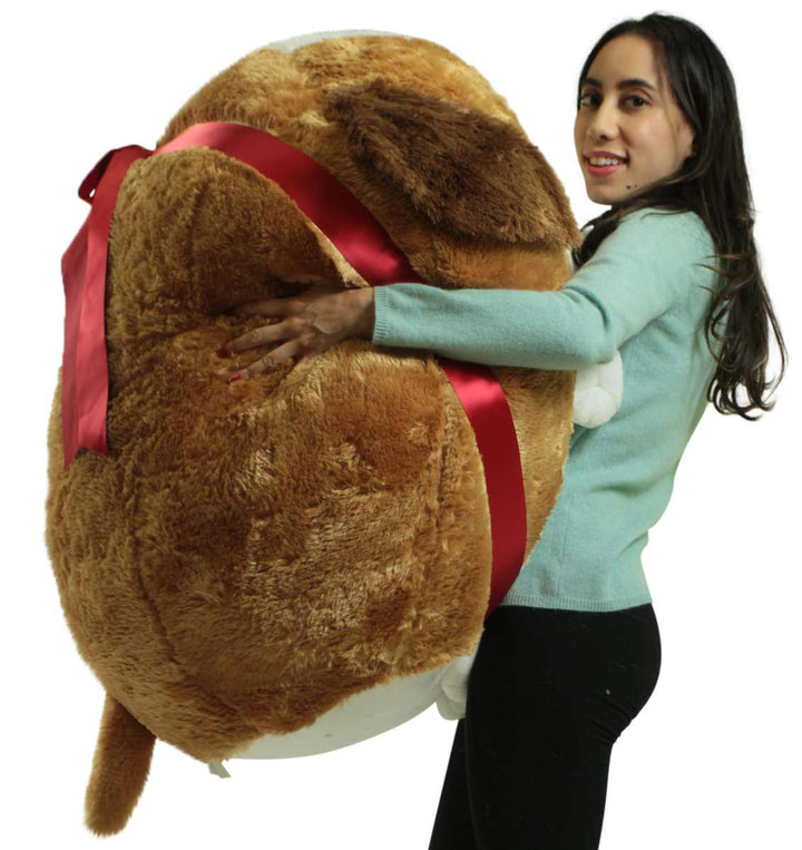 Big Plush Jumbo Stuffed Saint Bernard Soft Dog Smush Ball, 3 Feet Tall, 30 Inch Wide, Weighs 10 Pounds