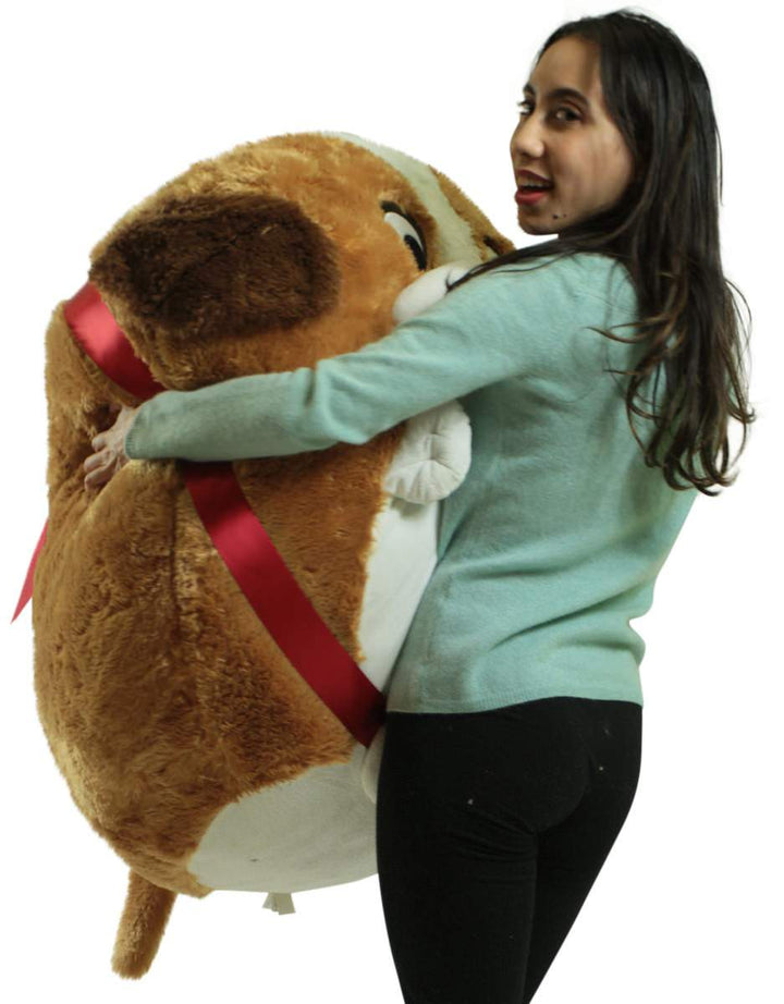 Big Plush Jumbo Stuffed Saint Bernard Soft Dog Smush Ball, 3 Feet Tall, 30 Inch Wide, Weighs 10 Pounds