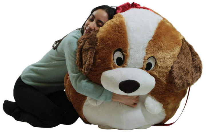 Big Plush Jumbo Stuffed Saint Bernard Soft Dog Smush Ball, 3 Feet Tall, 30 Inch Wide, Weighs 10 Pounds