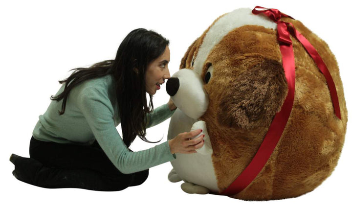 Big Plush Jumbo Stuffed Saint Bernard Soft Dog Smush Ball, 3 Feet Tall, 30 Inch Wide, Weighs 10 Pounds