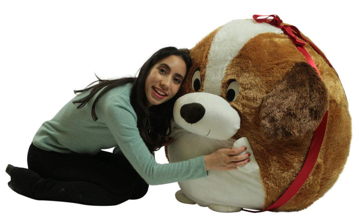 Big Plush Jumbo Stuffed Saint Bernard Soft Dog Smush Ball, 3 Feet Tall, 30 Inch Wide, Weighs 10 Pounds