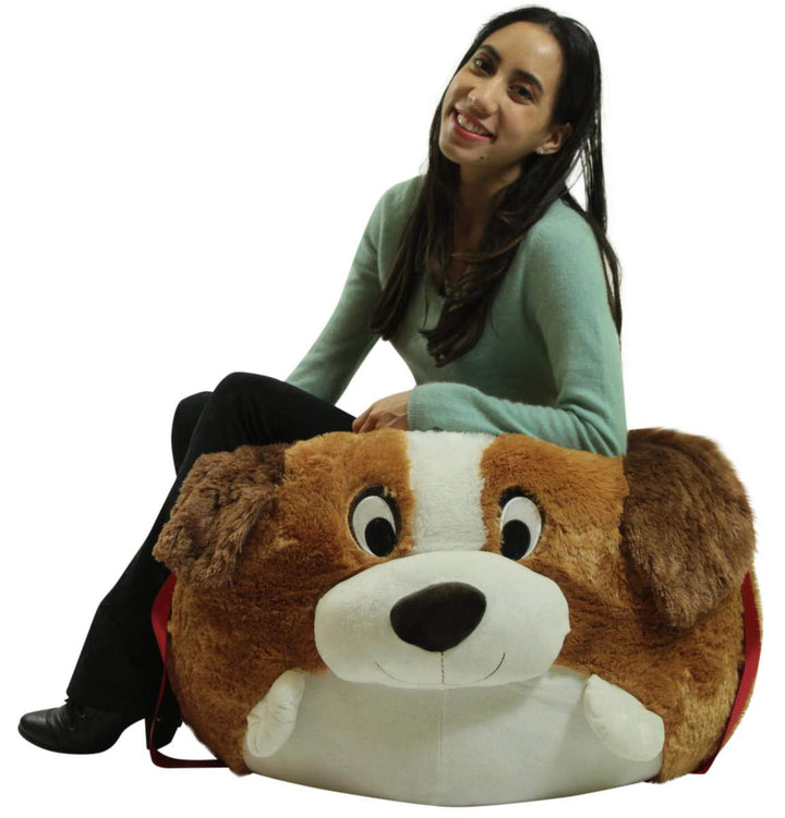 Big Plush Jumbo Stuffed Saint Bernard Soft Dog Smush Ball, 3 Feet Tall, 30 Inch Wide, Weighs 10 Pounds